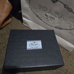 Prada Black Textured Cosmetic Case in Signature Box